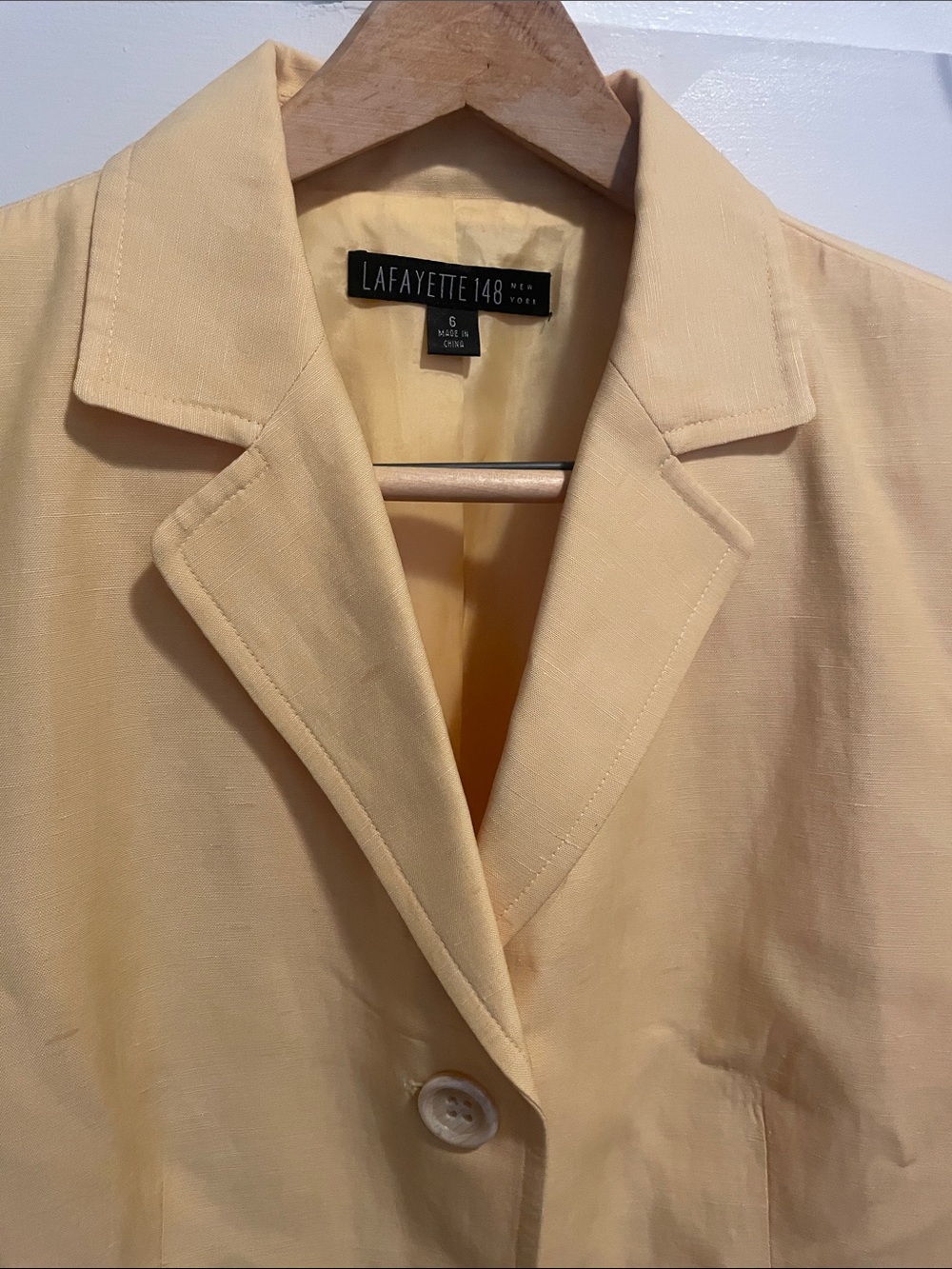 Lafayette 148 New York Pale Yellow Single-Button Blazer